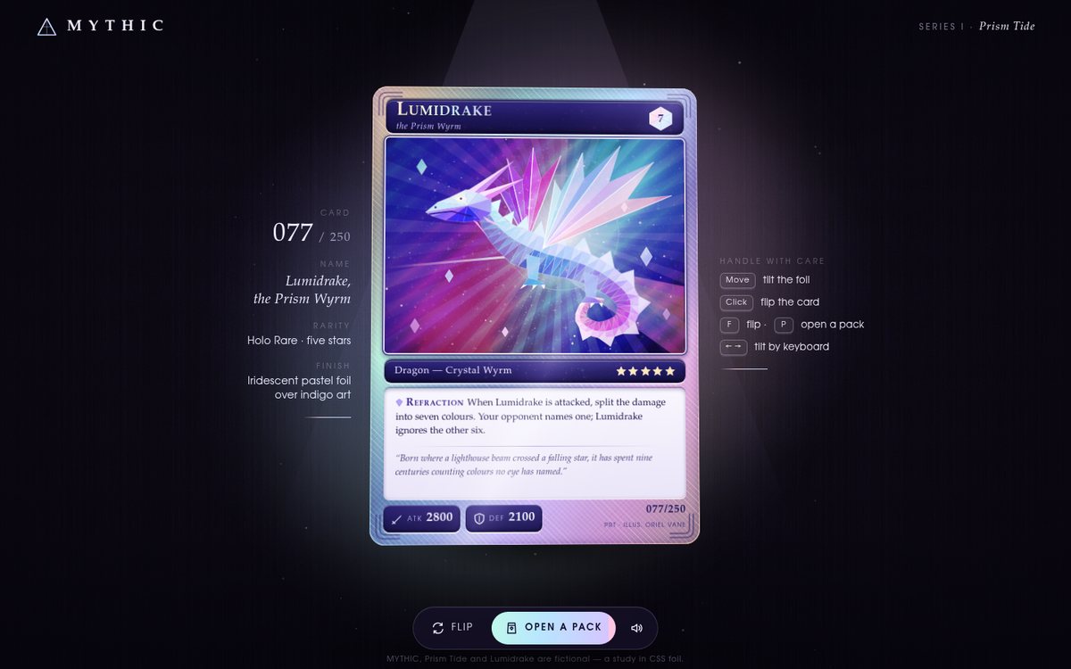 Mythic — Holographic Card screenshot