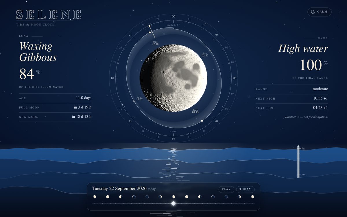 Selene — Tide & Moon Clock screenshot