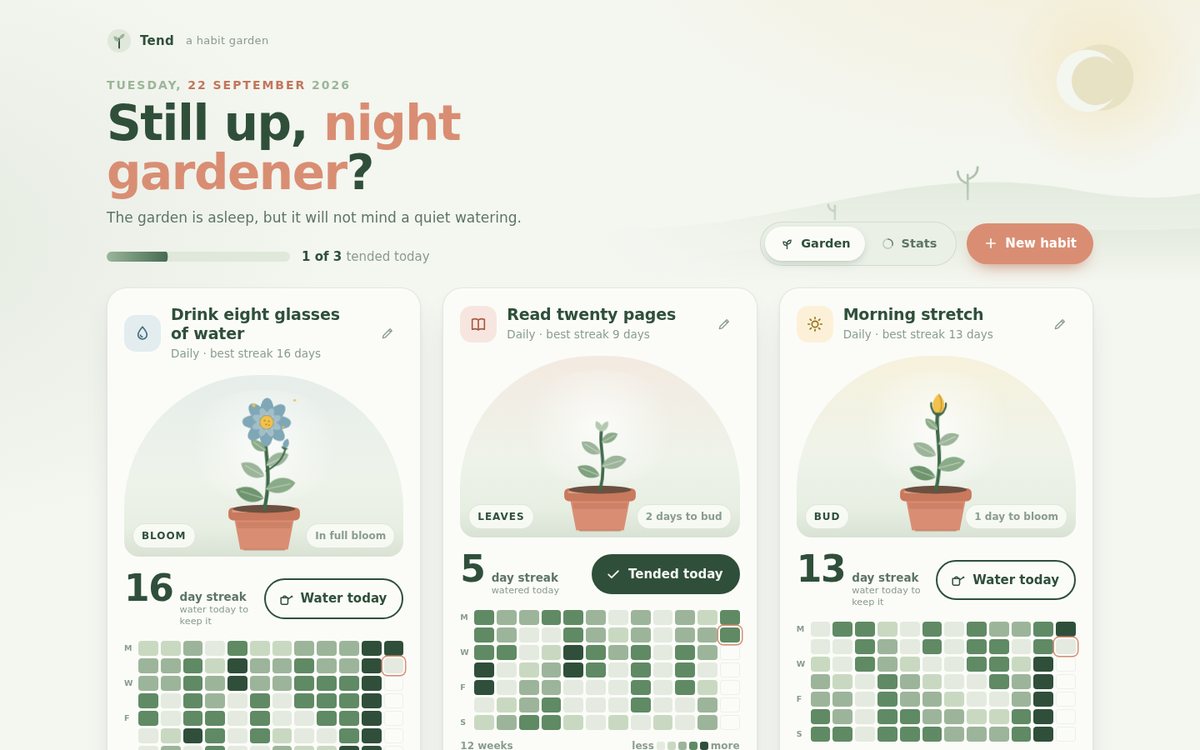 Tend — A Habit Garden screenshot