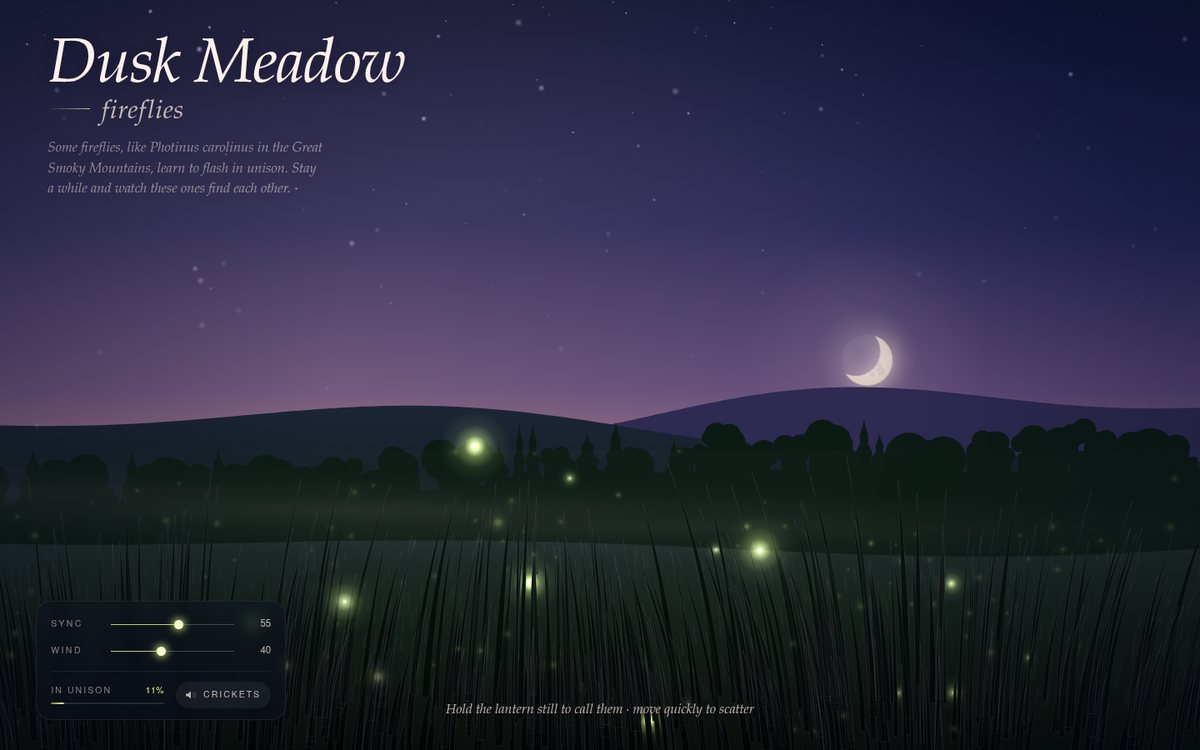 Dusk Meadow — Fireflies screenshot