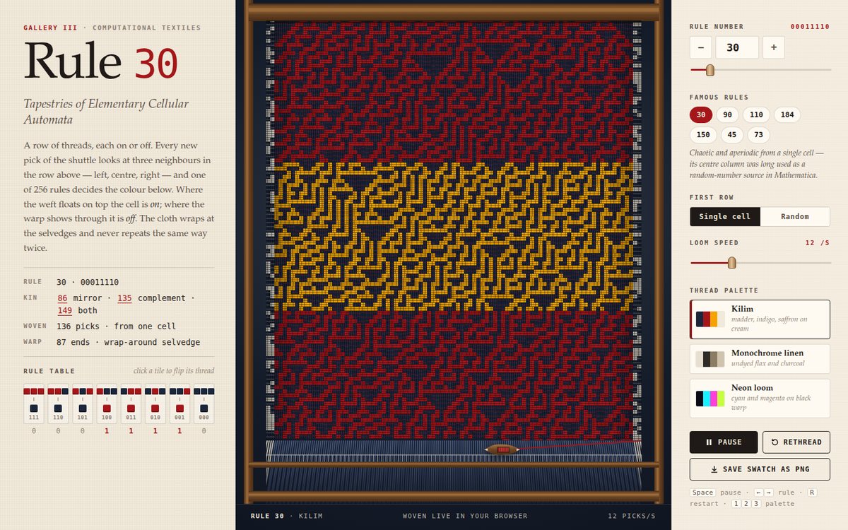 Rule 30 — Tapestries of Elementary Cellular Automata screenshot