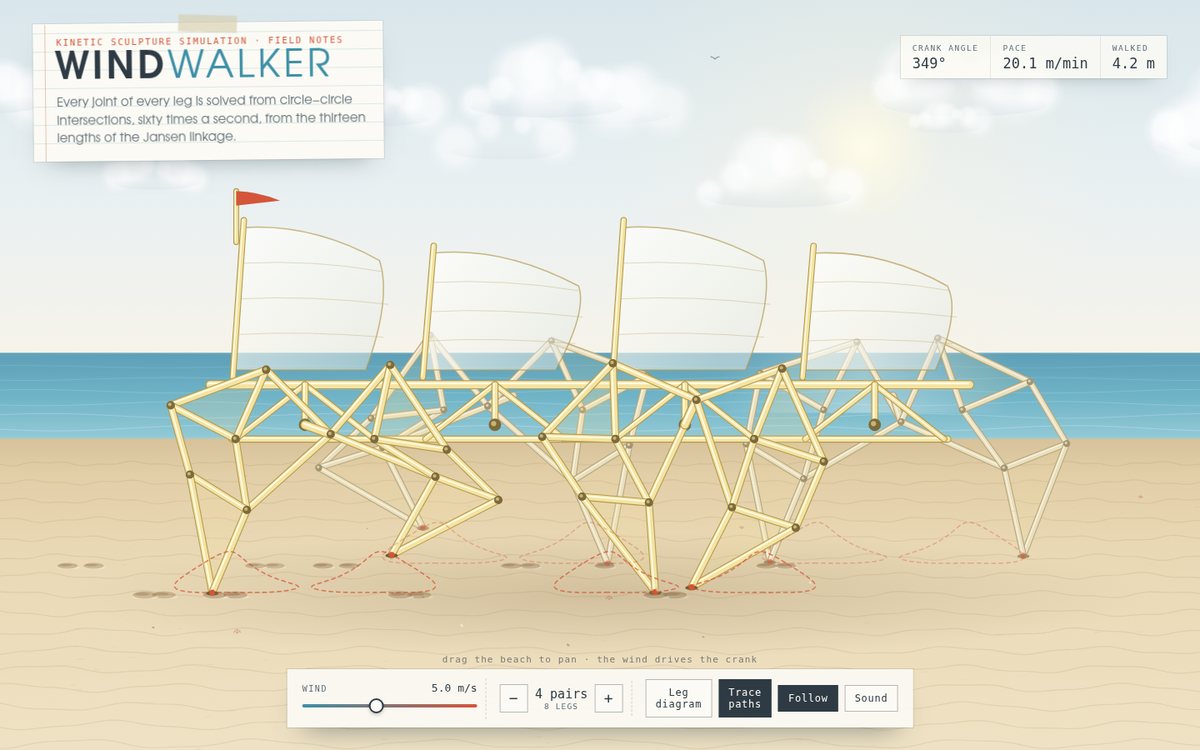 Windwalker — A Kinetic Sculpture Simulation screenshot