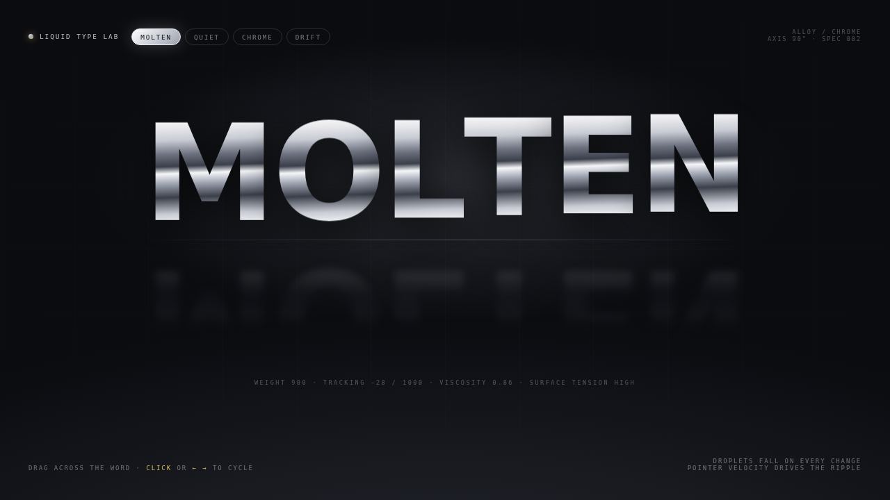 Liquid Chrome Type — Specimen Lab 002 — screenshot