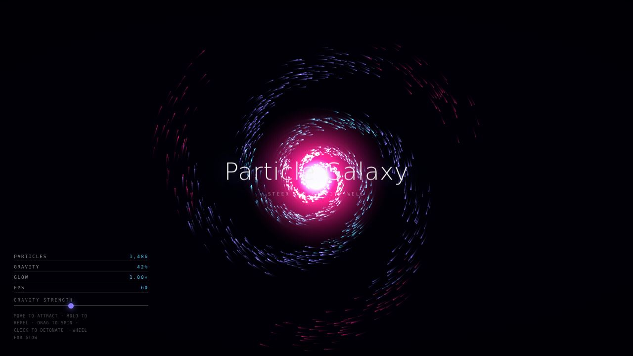 Particle Galaxy — a gravity well you can steer — screenshot