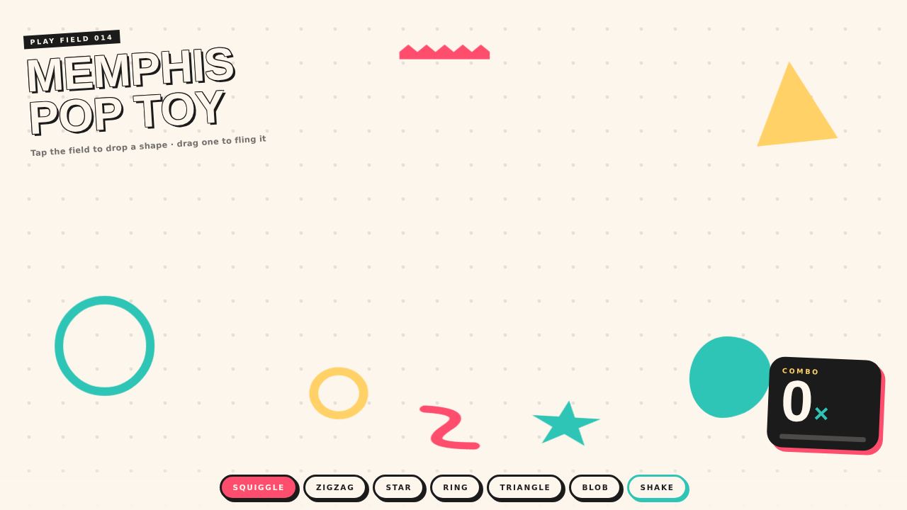 Memphis Pop Toy — squiggles and zigzags with real gravity and a combo counter — screenshot