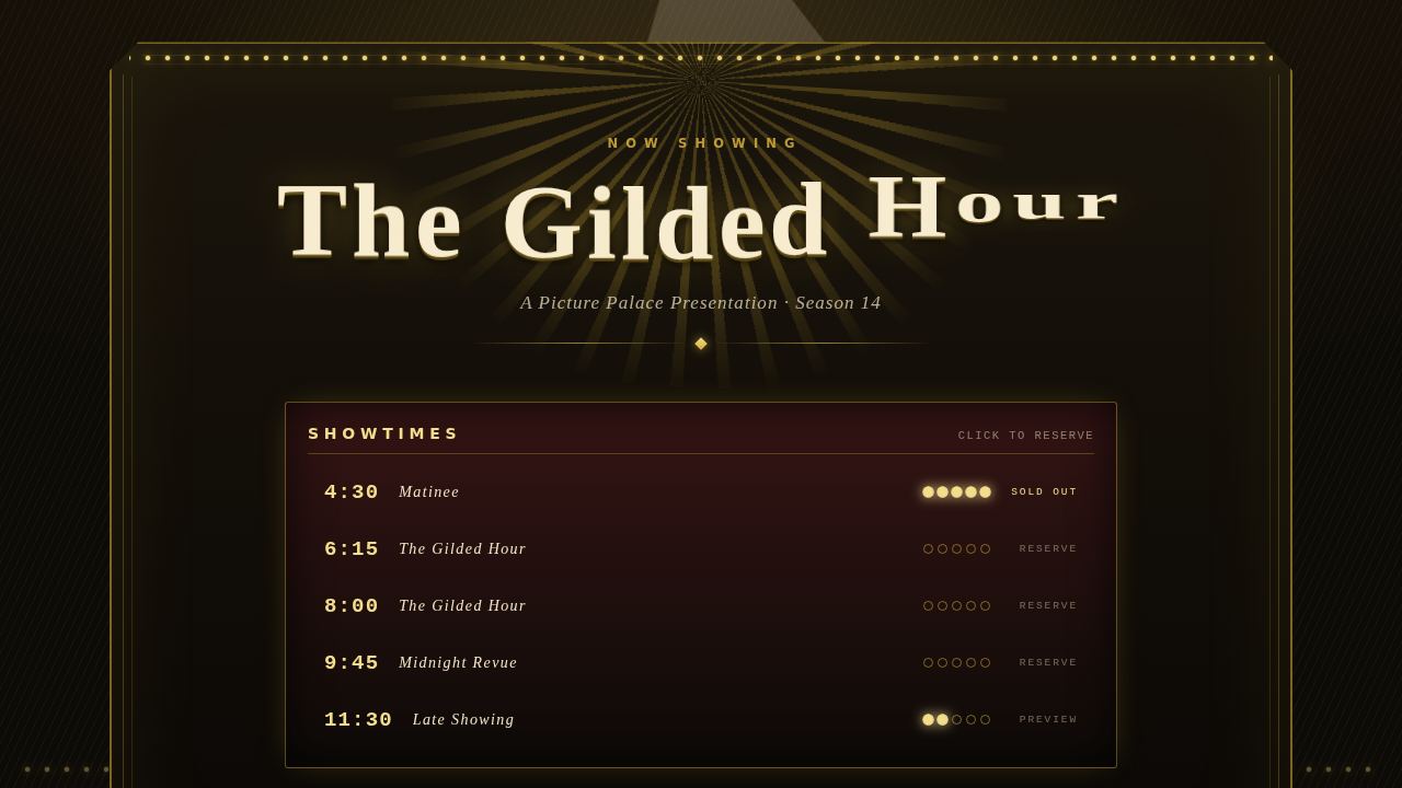 The Gilded Hour — a picture-palace marquee that clatters to life — screenshot