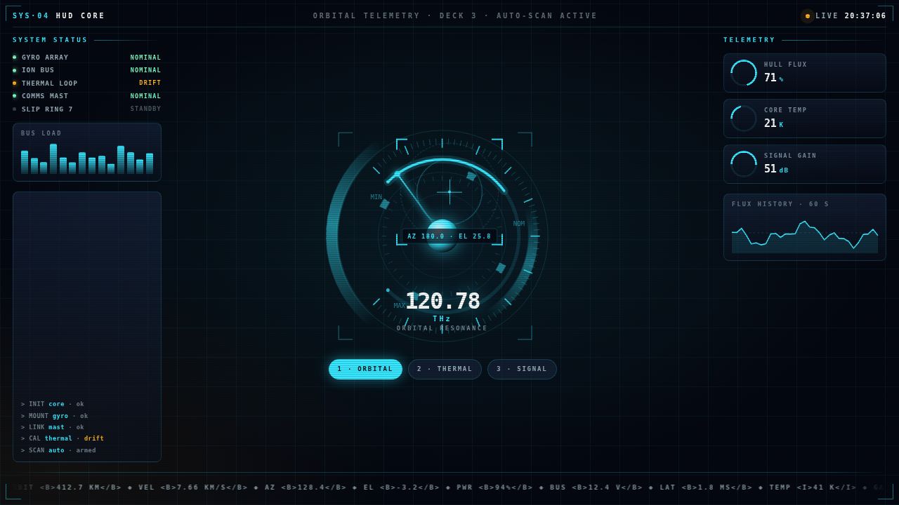 HOLO HUD — Orbital Telemetry Console — screenshot