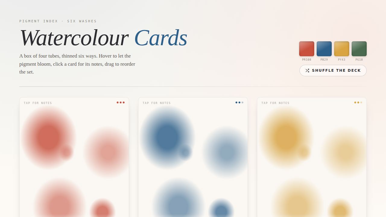 Watercolour Cards — Six Washes from a Four-Tube Box — screenshot