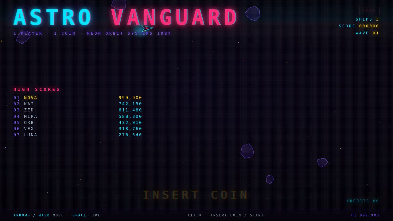 Astro Vanguard — Attract Mode — screenshot