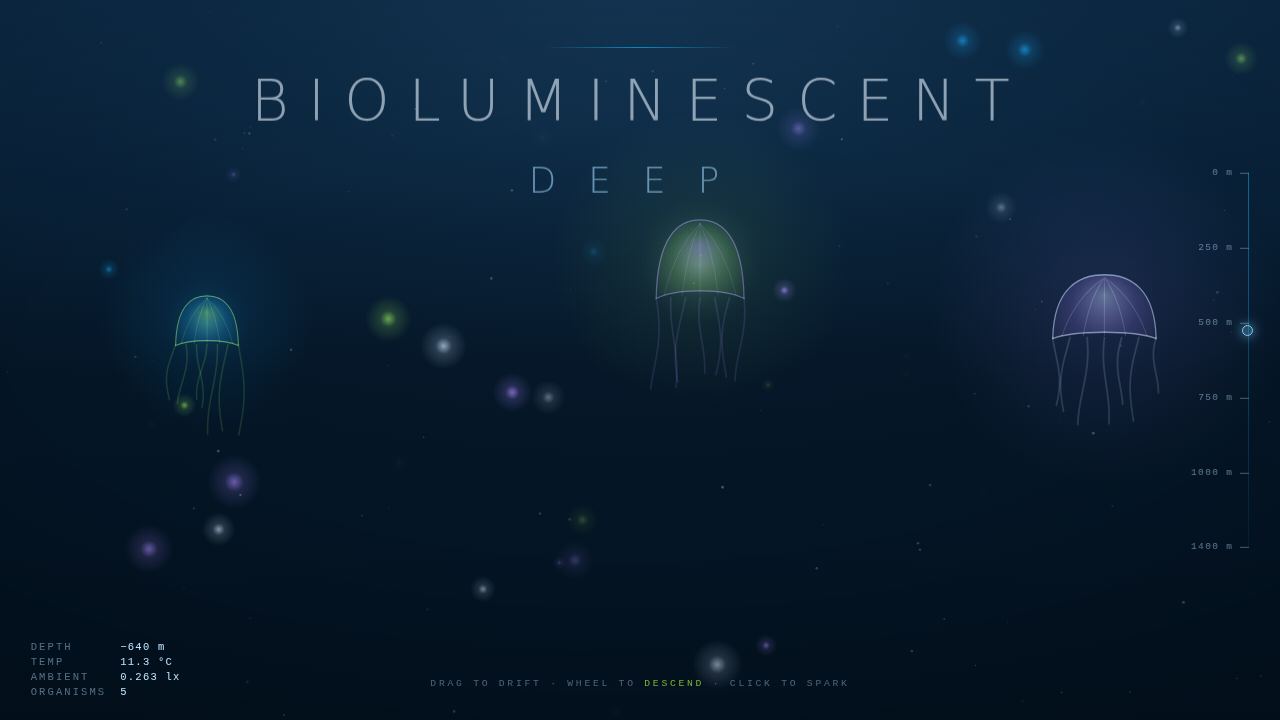 Bioluminescent Deep — a living-light descent into the abyss — screenshot