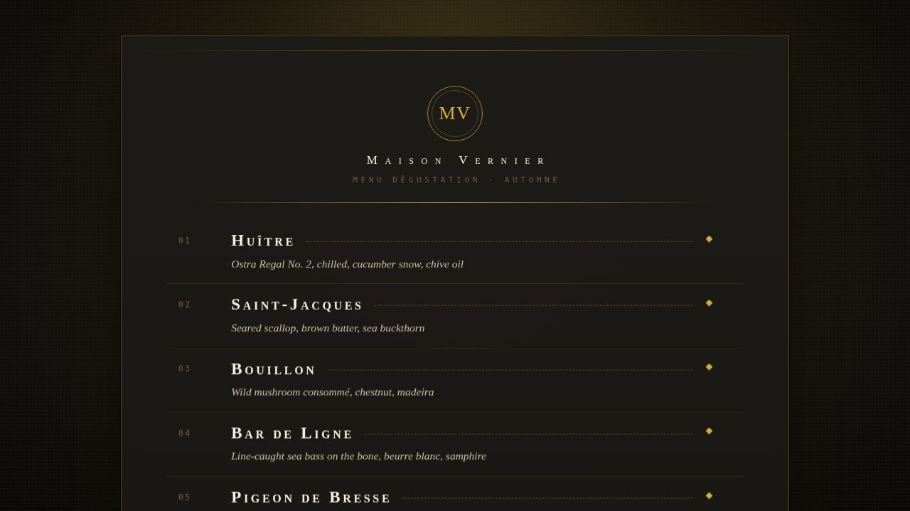 Maison Vernier — a tasting menu that unfolds under the finger — screenshot