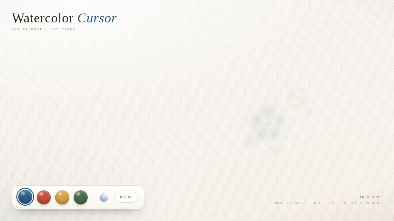 Watercolor Cursor — Wet Pigment on Dry Paper — screenshot