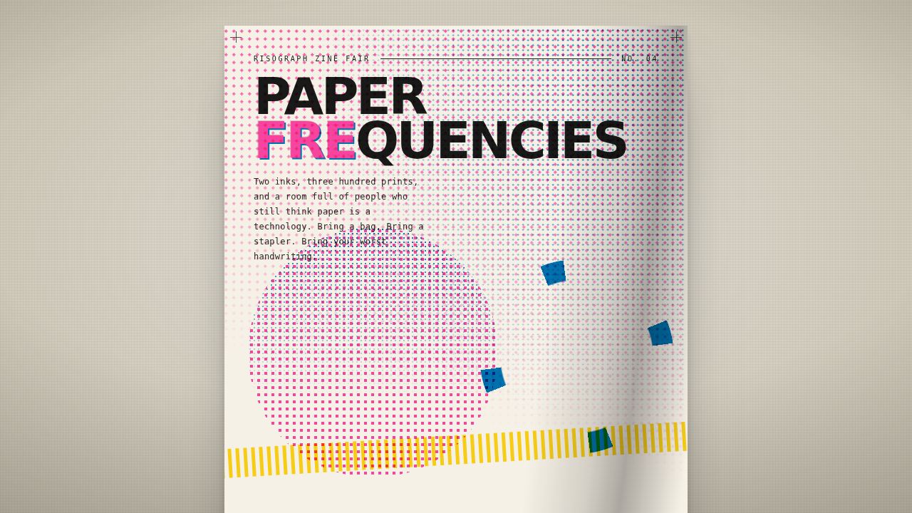Paper Frequencies — A Two-Ink Risograph Poster for a Zine Fair — screenshot