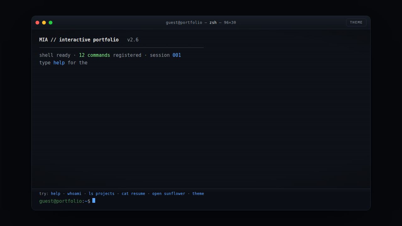 guest@portfolio — a working shell that is also a portfolio — screenshot