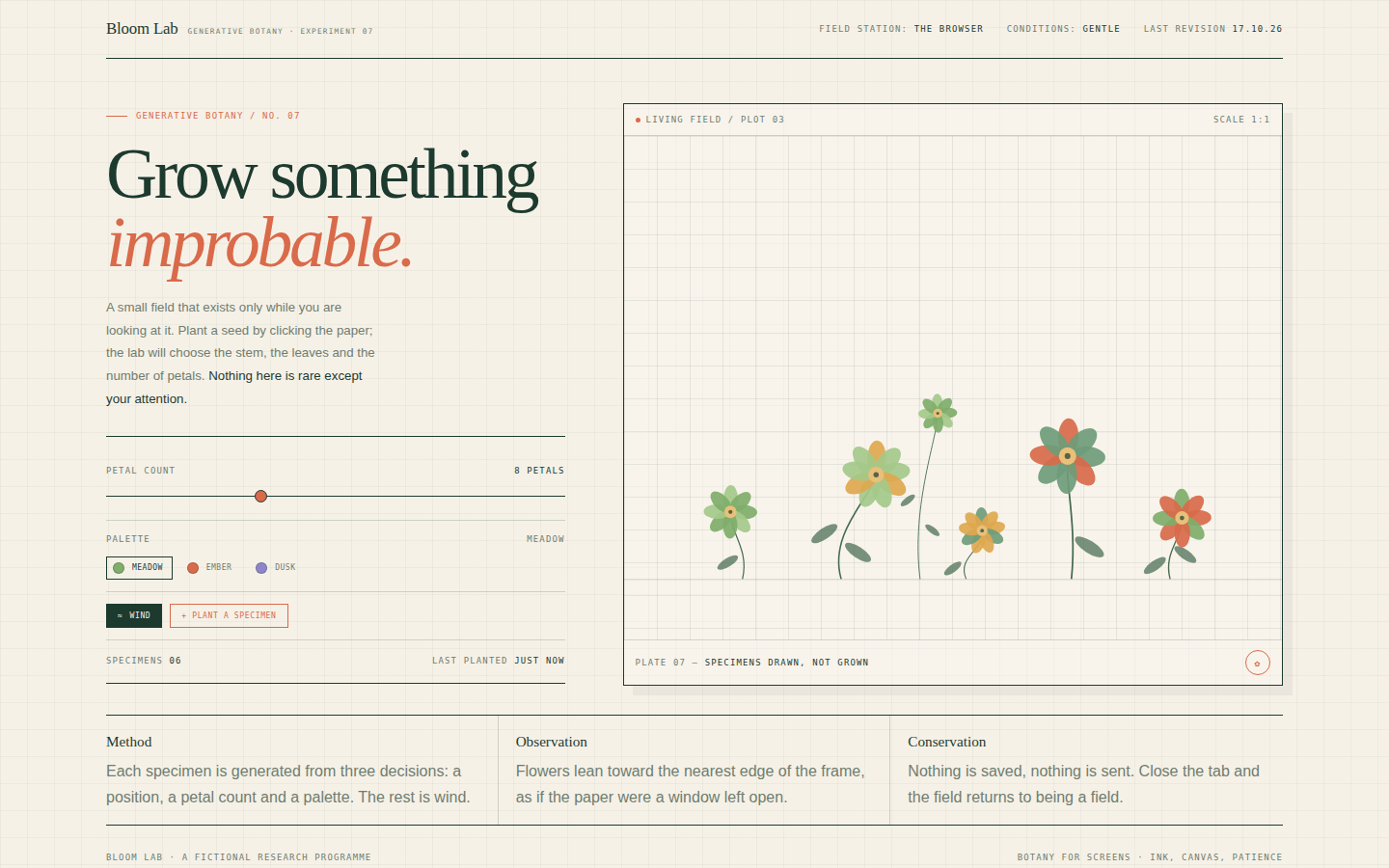 Bloom Lab — Generative Botany, Experiment 07 screenshot