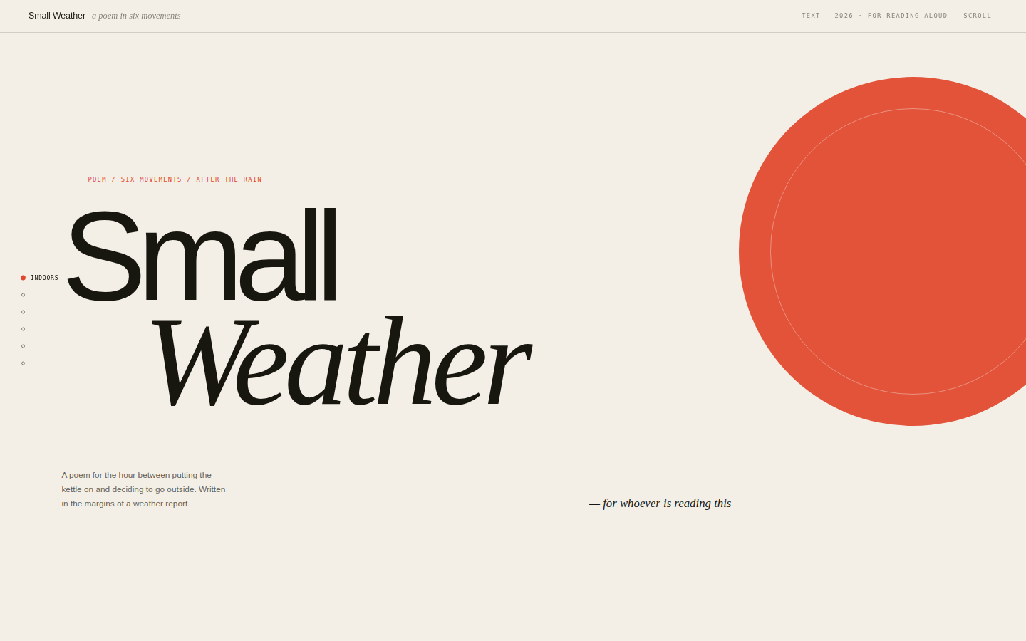Small Weather — A Poem in Six Movements screenshot