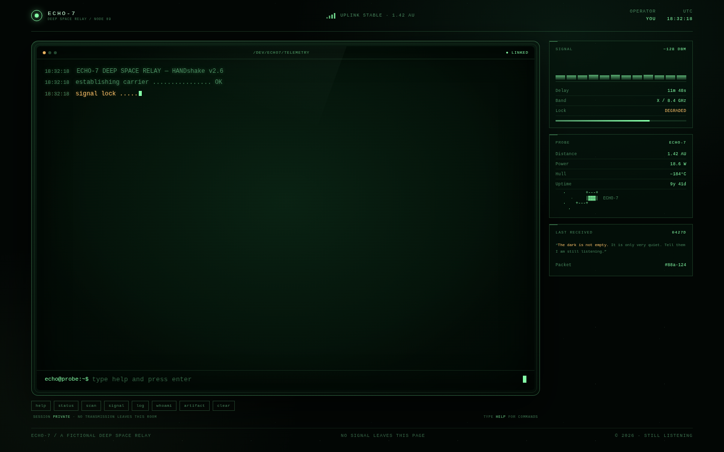 ECHO-7 — Deep Space Relay Terminal screenshot