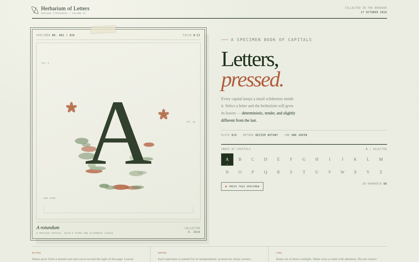 Herbarium of Letters — A Specimen Book screenshot