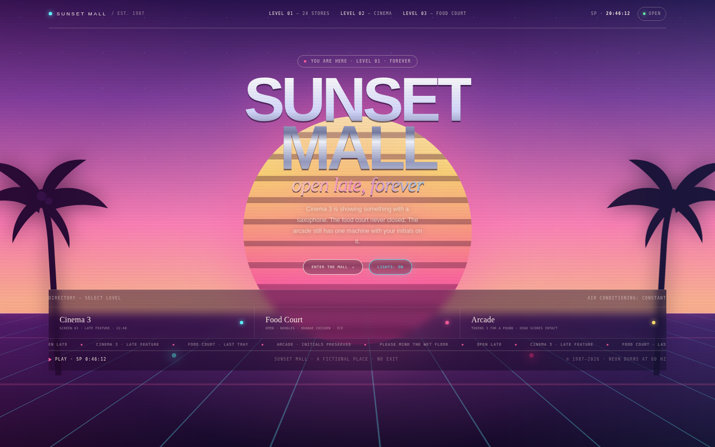 Sunset Mall — Open Late, Forever screenshot