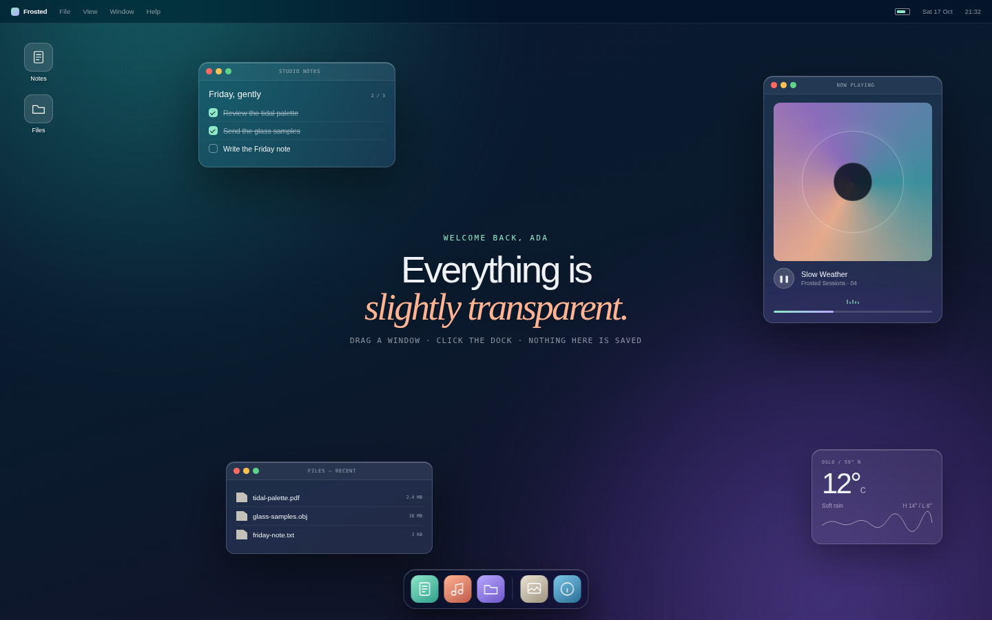 Frosted — A Desktop Made of Glass screenshot