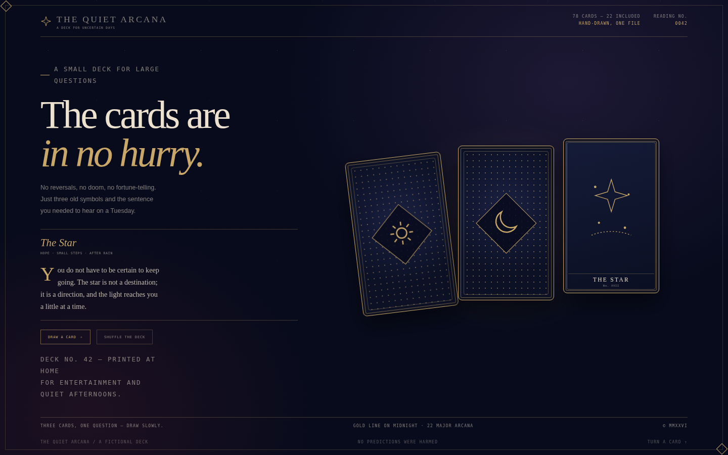 The Quiet Arcana — A Deck for Uncertain Days screenshot