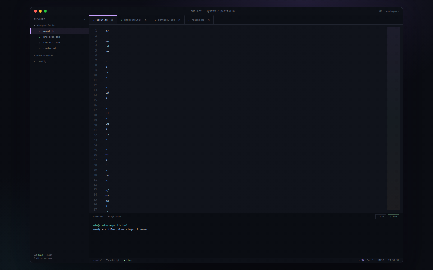 Syntax — A Portfolio That Compiles screenshot