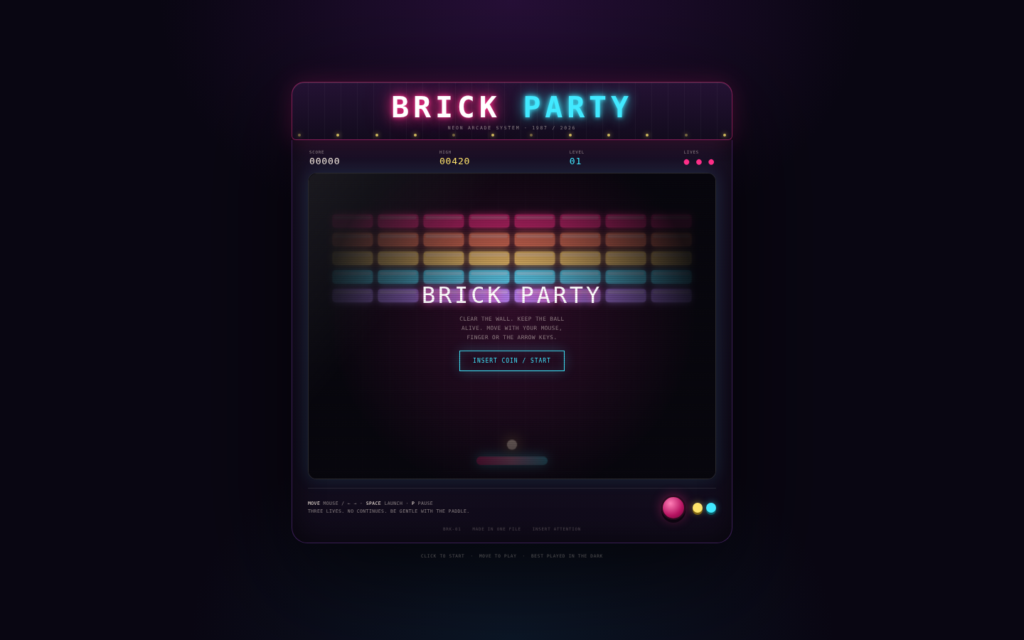 Brick Party — A Neon Arcade Cabinet screenshot