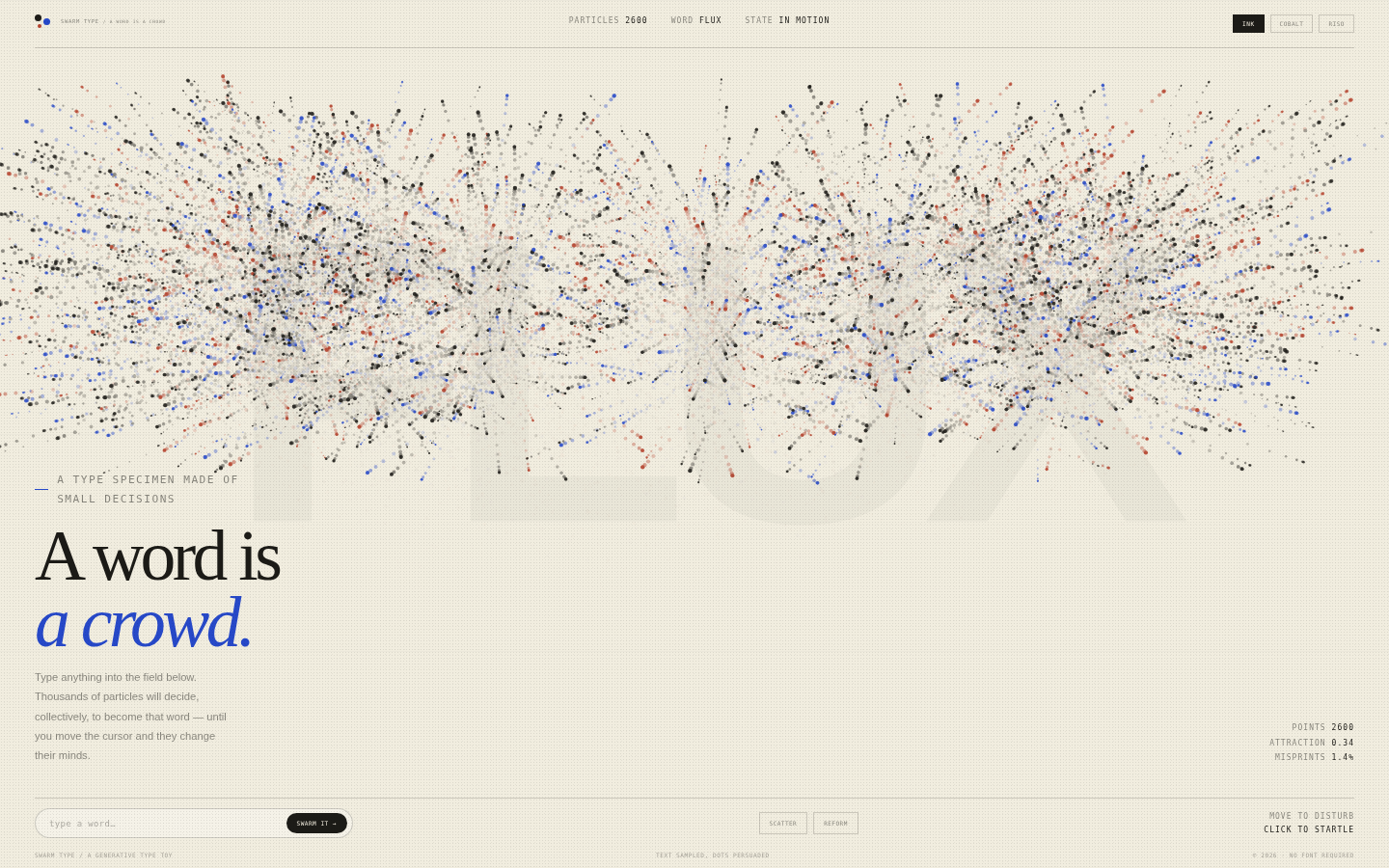 Swarm Type — A Word Is a Crowd screenshot