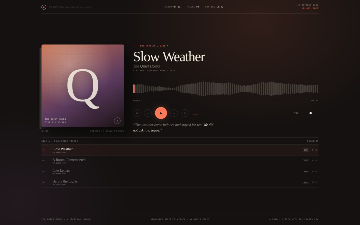 The Quiet Hours — A Silent Listening Room screenshot