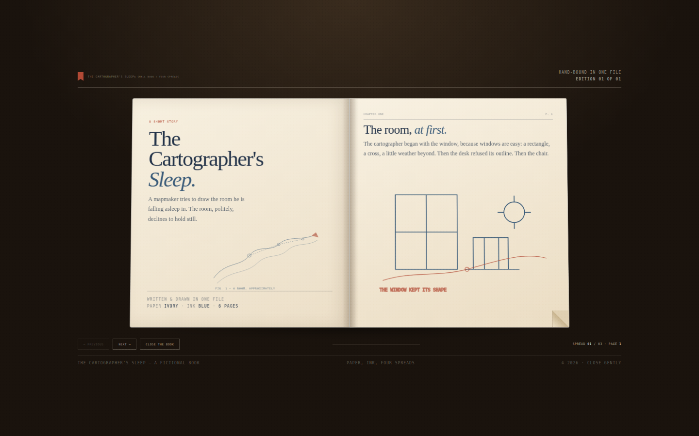 The Cartographer's Sleep — A Flip Book screenshot