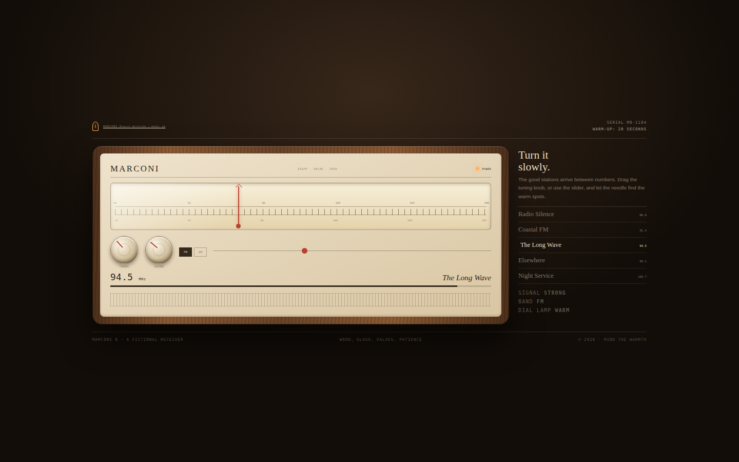 Marconi 8 — A Radio With Patience screenshot