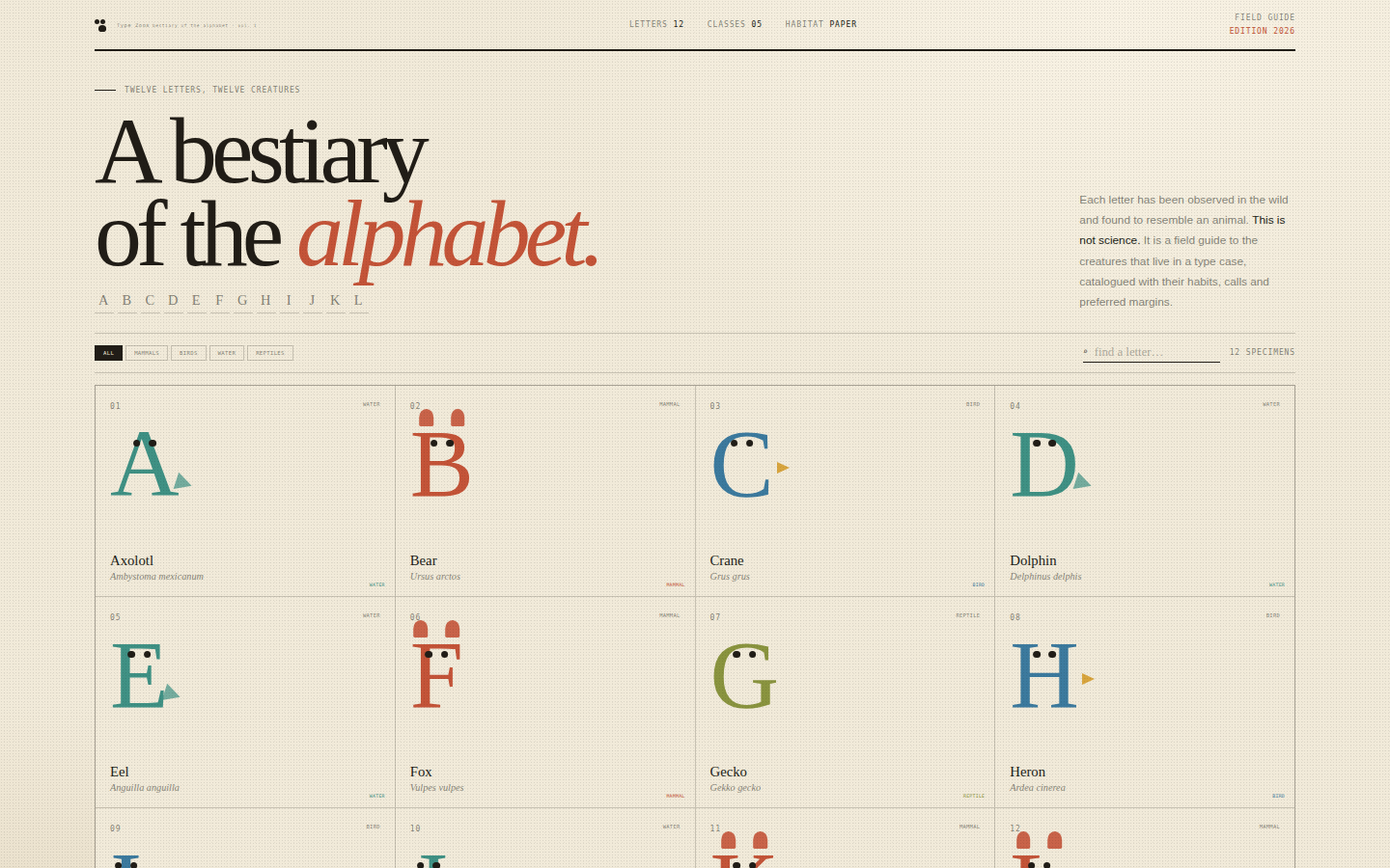 Type Zoo — A Bestiary of the Alphabet screenshot