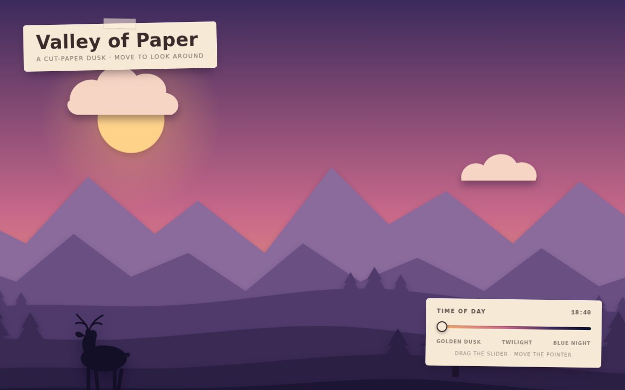Valley of Paper — Layered Paper-Cut Dusk screenshot