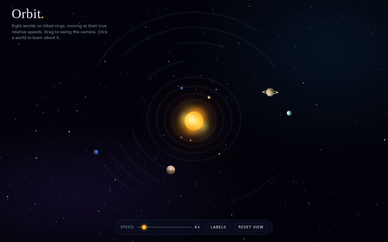 Orbit — A CSS 3D Solar System screenshot