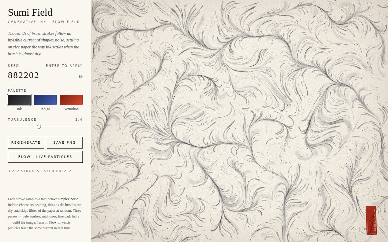 Sumi Field — Generative Flow-Field Ink screenshot