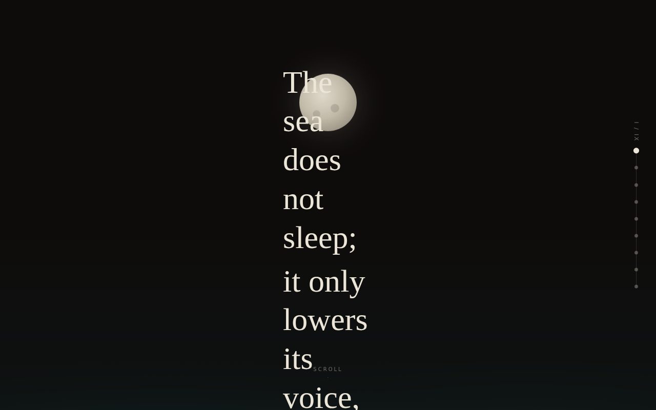 Nocturne for the Sea — Scroll-Driven Kinetic Poem screenshot