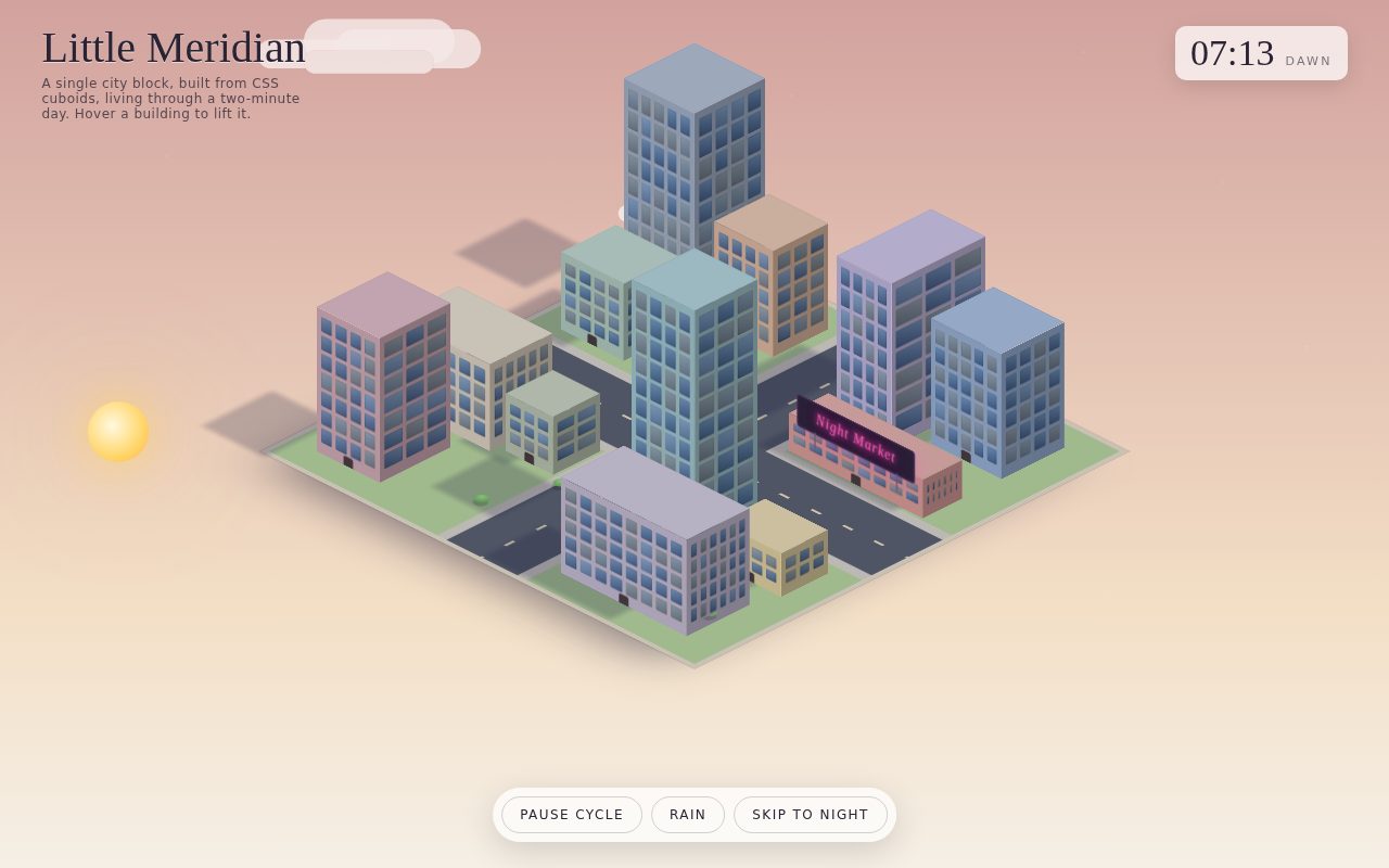 Little Meridian — An Isometric CSS City Block screenshot
