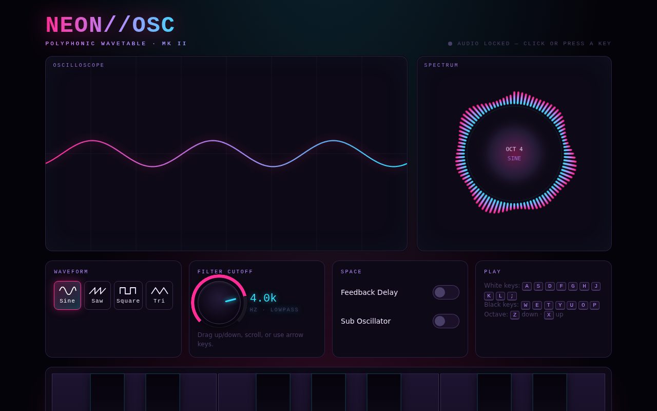 NEON//OSC — Playable Synthwave Synth & Visualizer screenshot