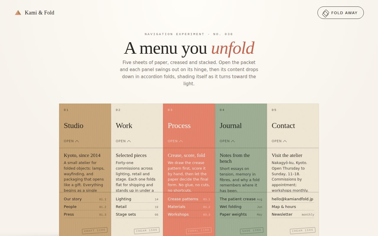 Origami Fold Menu screenshot