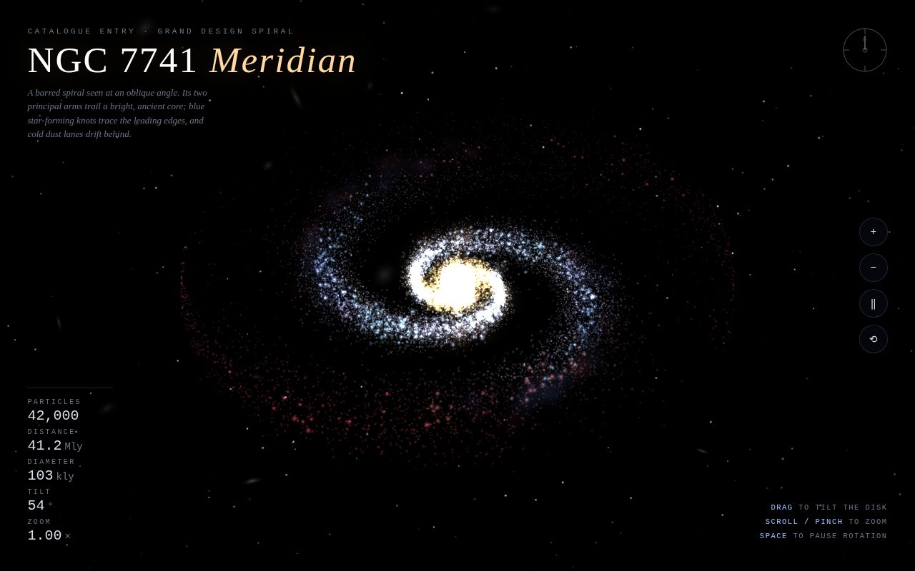 NGC 7741 Meridian — Spiral Galaxy Particle Observatory screenshot