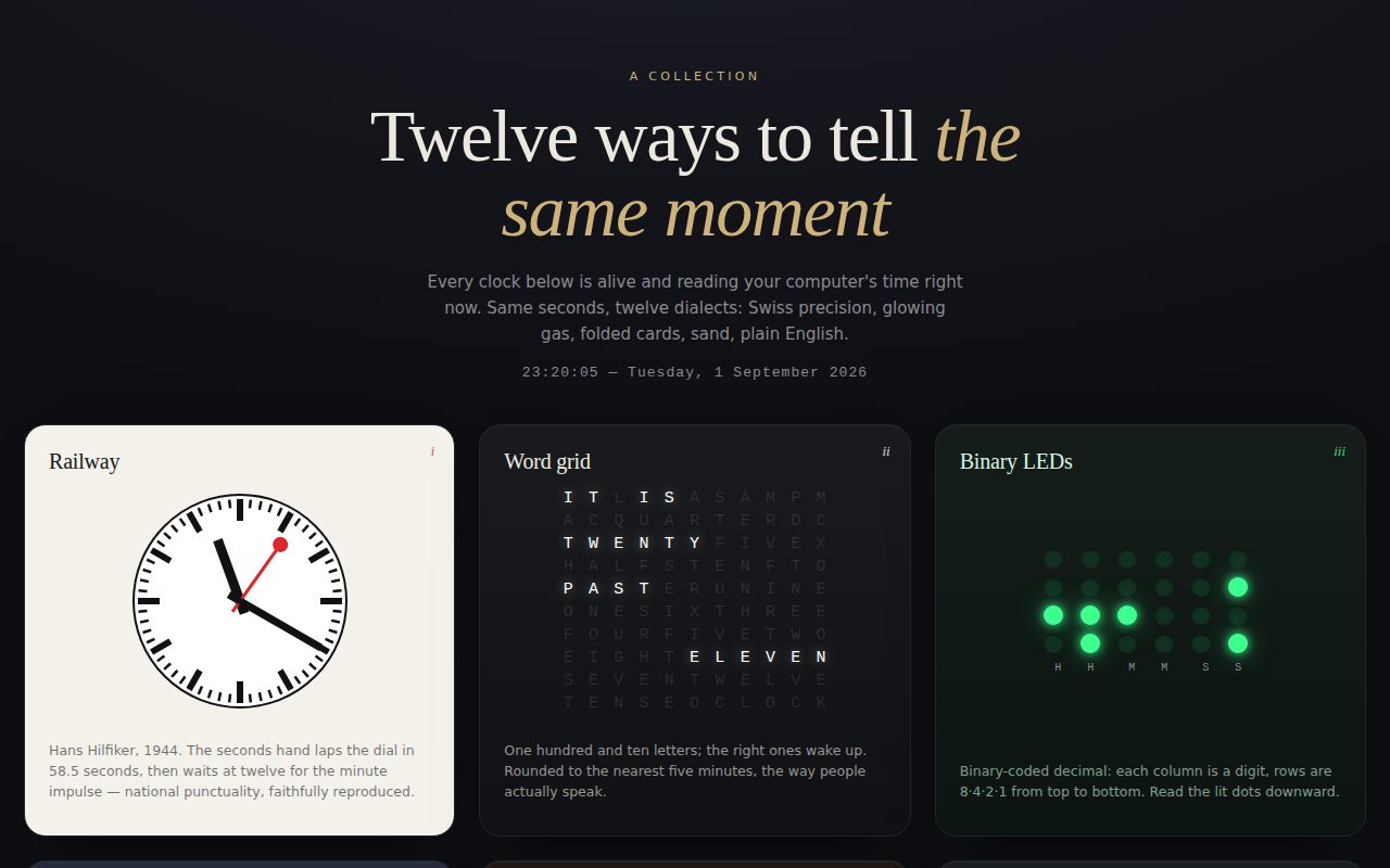 Twelve Ways to Tell the Time — A Clock Collection screenshot