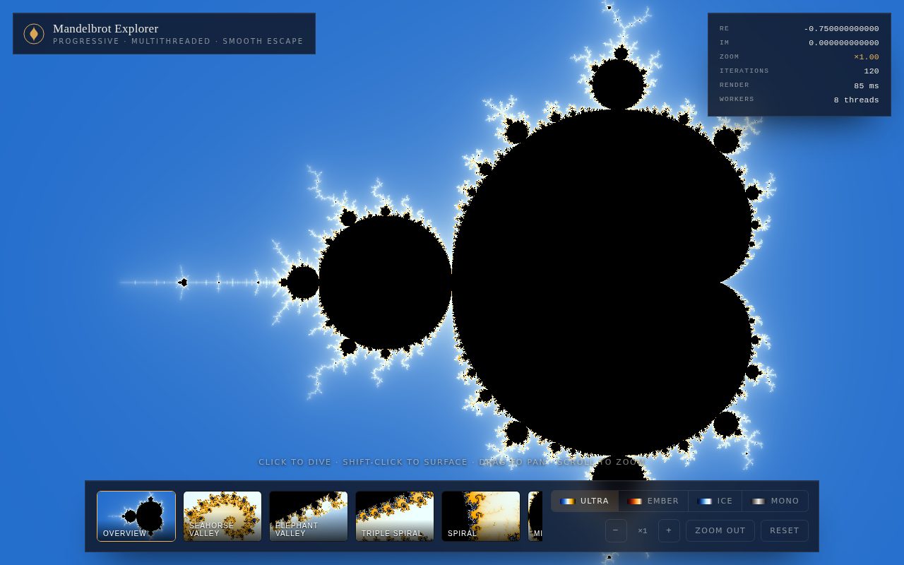 Mandelbrot Explorer — Progressive Fractal Renderer screenshot