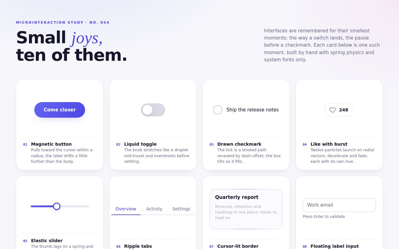 Small Joys — Ten Microinteractions screenshot