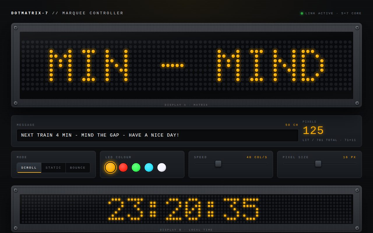 DOTMATRIX-7 — LED Dot-Matrix Marquee Controller screenshot