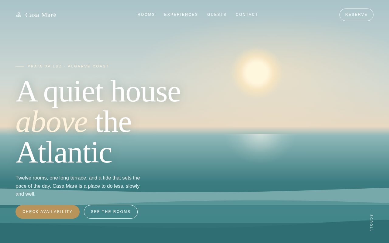 Casa Maré — Minimal Luxury Coastal Hotel Landing Page screenshot