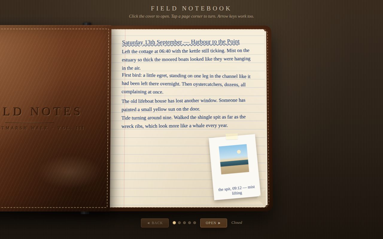 Leather Field Notebook — The Saltmarsh Walk screenshot