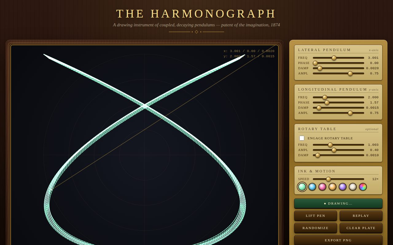 The Harmonograph — Victorian Pendulum Drawing Machine screenshot