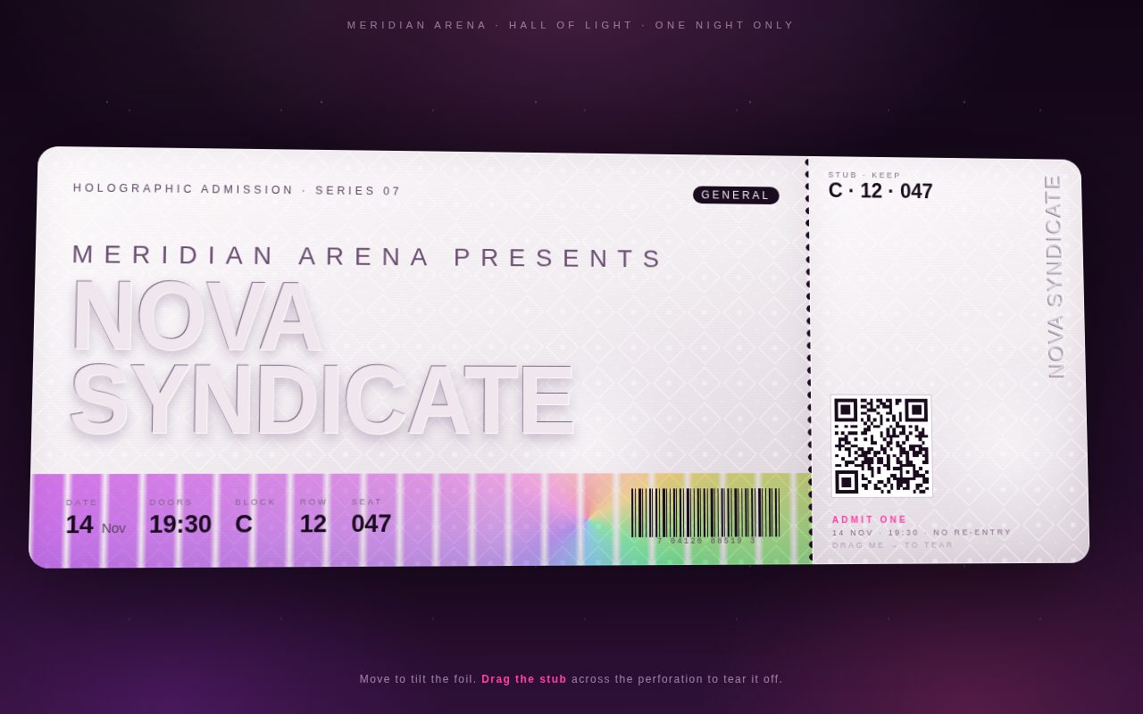 Holographic Concert Ticket — Nova Syndicate screenshot