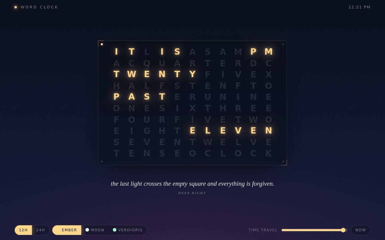 Typographic Word Clock & Time Poem screenshot