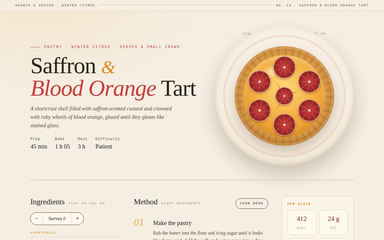 Saffron & Blood Orange Tart — An Editorial Recipe screenshot